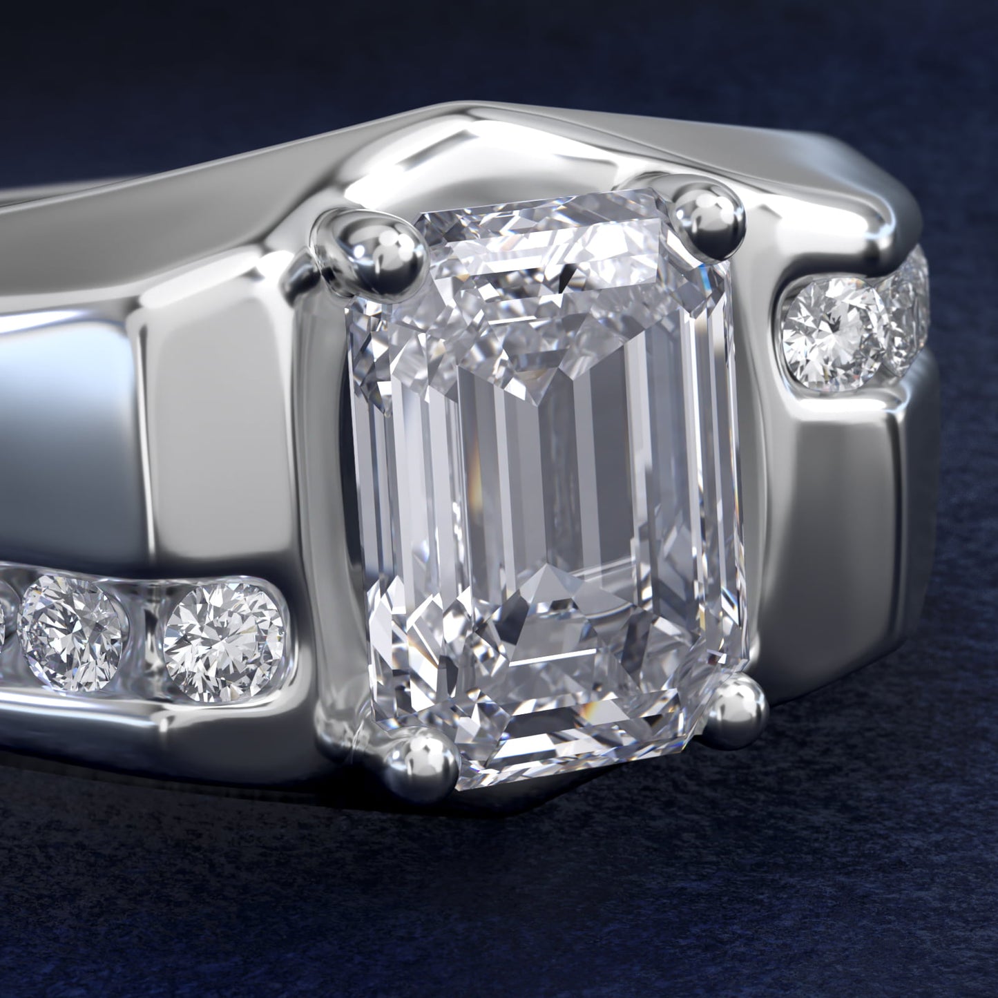 Men's Bypass Channel Diamond Engagement Ring in Platinum (1/4 ct. tw.) - Emerald Center