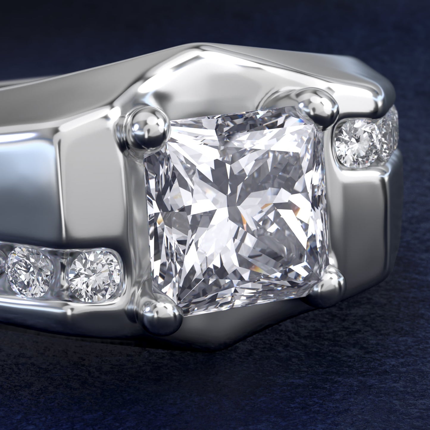 Men's Bypass Channel Diamond Engagement Ring in Platinum (1/4 ct. tw.) - Princess Center