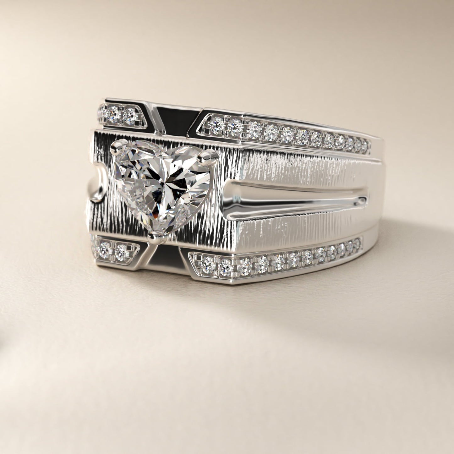 Men's Grooved Diamond Channel Engagement Ring in Platinum (1/4 ct. tw.) - Heart Center