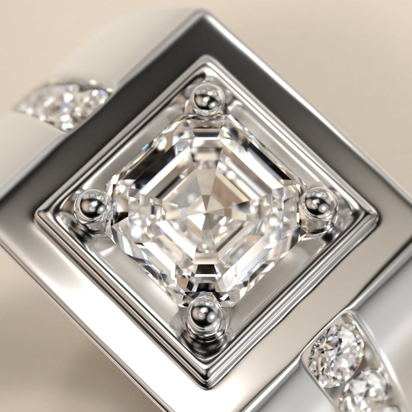 Men's Round Diamond Channel Engagement Ring in Platinum (1/3 ct. tw.) - Asscher Center