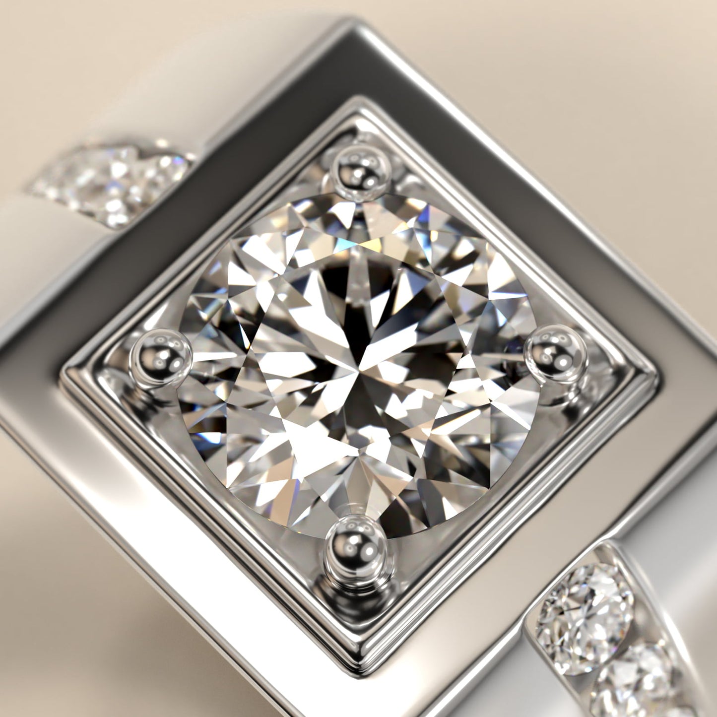 Men's Round Diamond Channel Engagement Ring in Platinum (1/3 ct. tw.) - Round Center