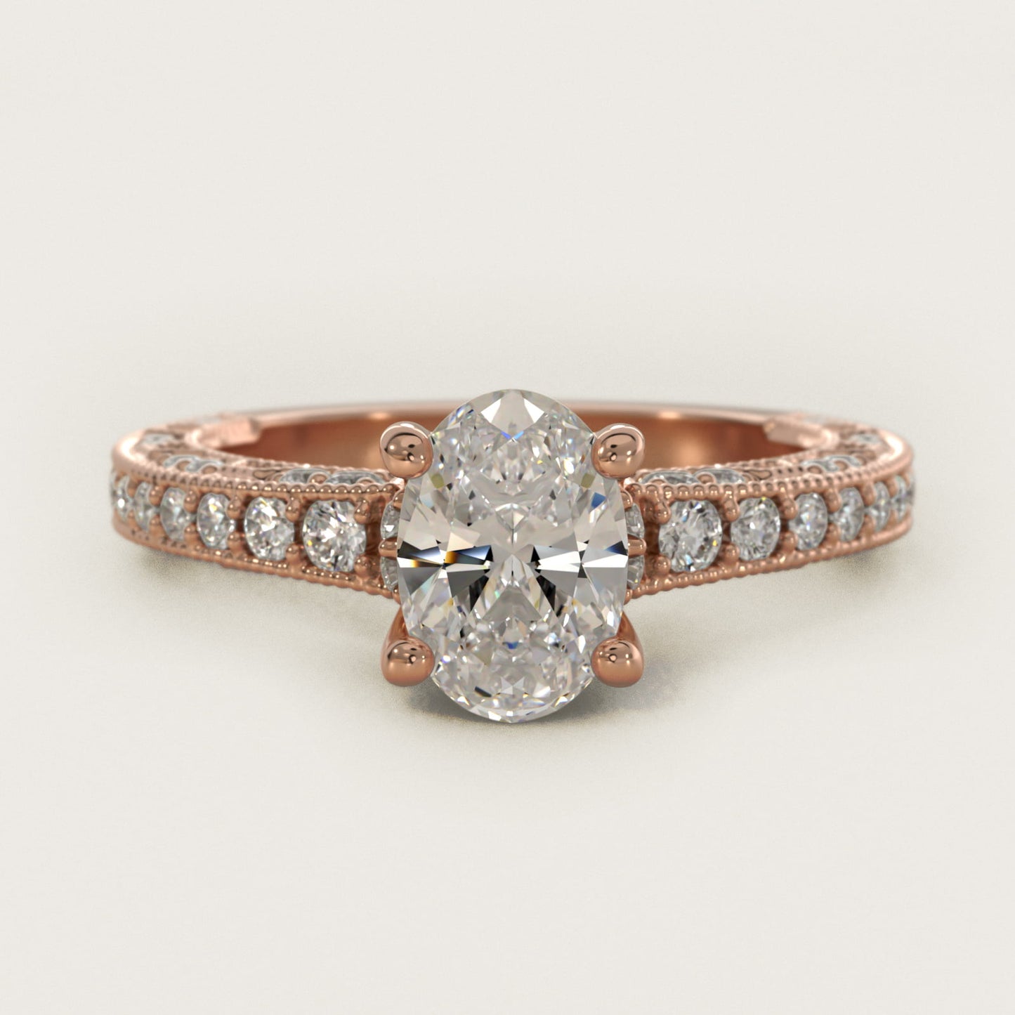 Milgrain Lace PavŽ Vintage-Style Engagement Ring In 18k Rose Gold By James Allen - Oval Center