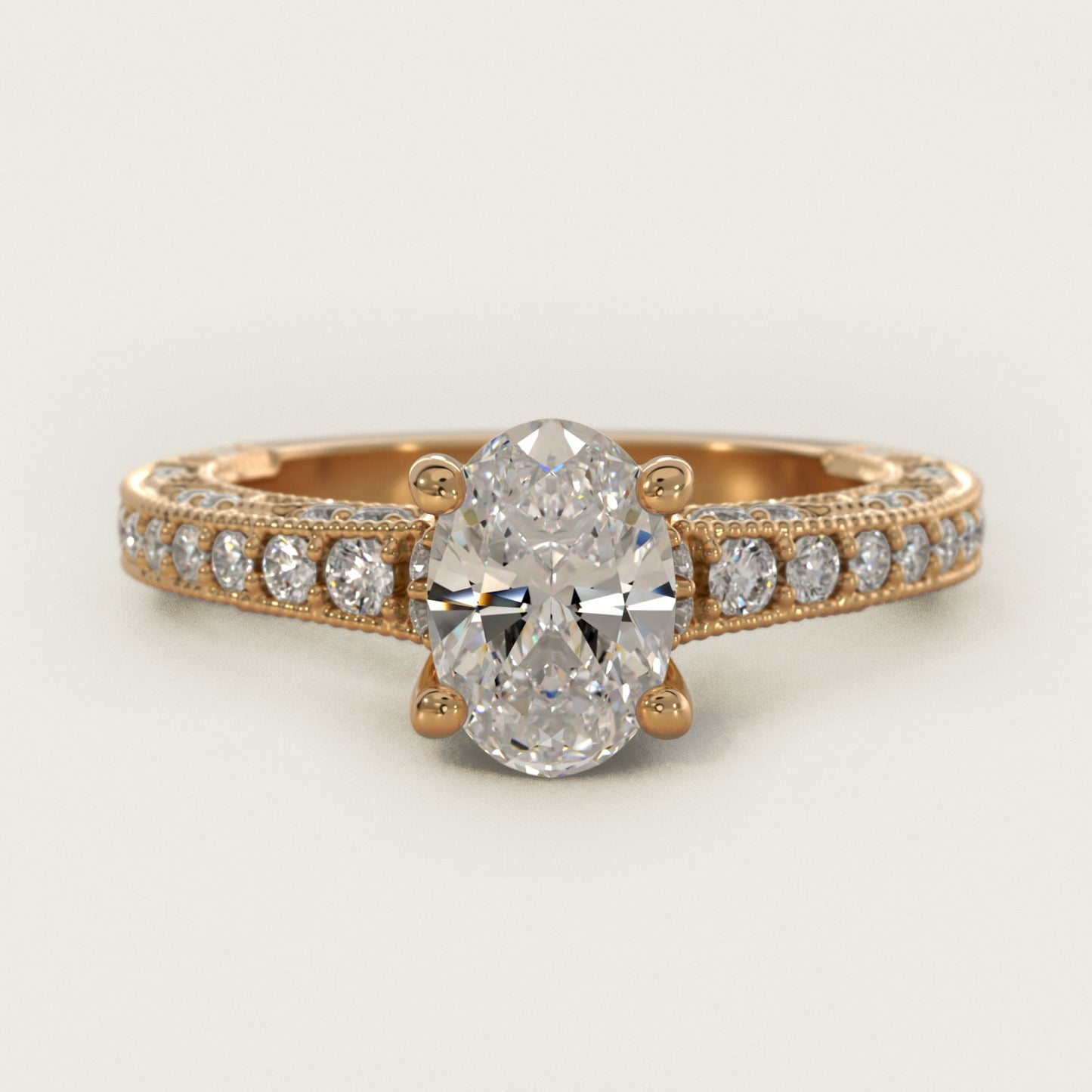 Milgrain Lace PavŽ Vintage-Style Engagement Ring In 14K Yellow Gold By James Allen - Oval Center