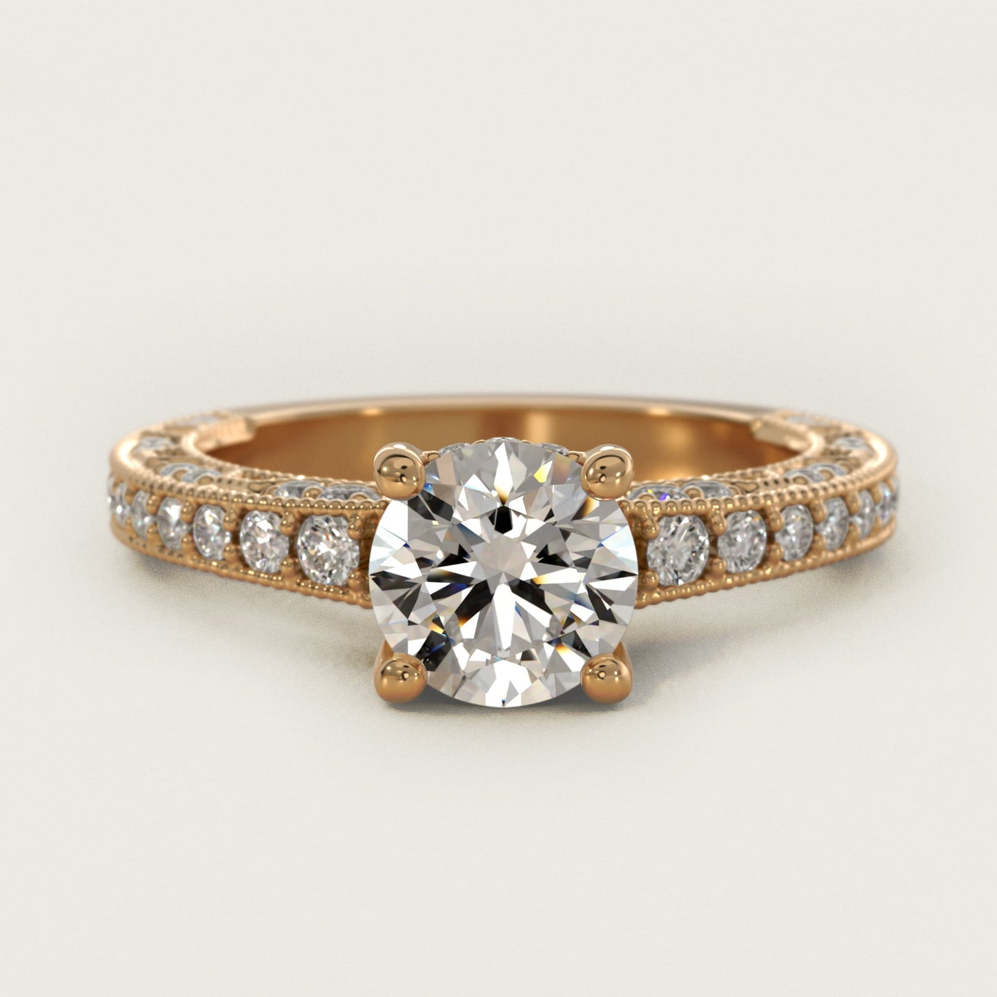 Milgrain Lace PavŽ Vintage-Style Engagement Ring In 14K Yellow Gold By James Allen - Round Center