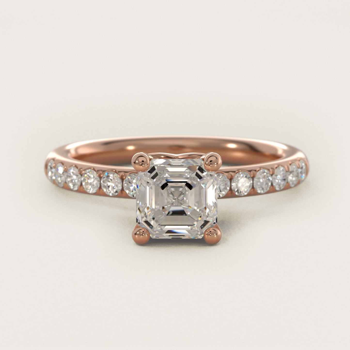Mini MicropavŽ Diamond Engagement Ring in 14k Rose Gold - Asscher Center