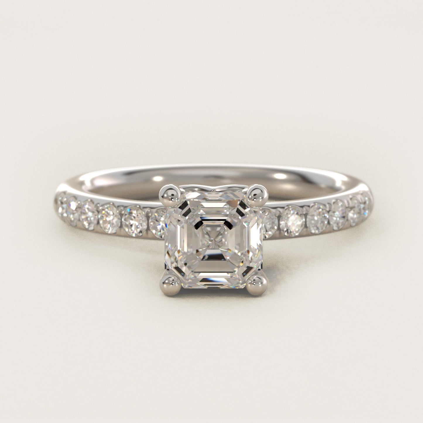 Mini MicropavŽ Diamond Engagement Ring in 14k White Gold - Asscher Center
