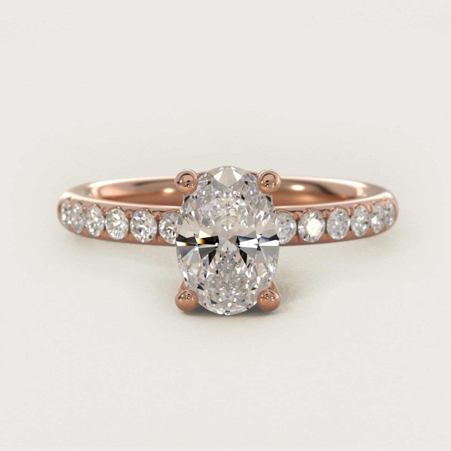 Mini Micropav? Diamond Engagement Ring in 18k Rose Gold - Oval Center