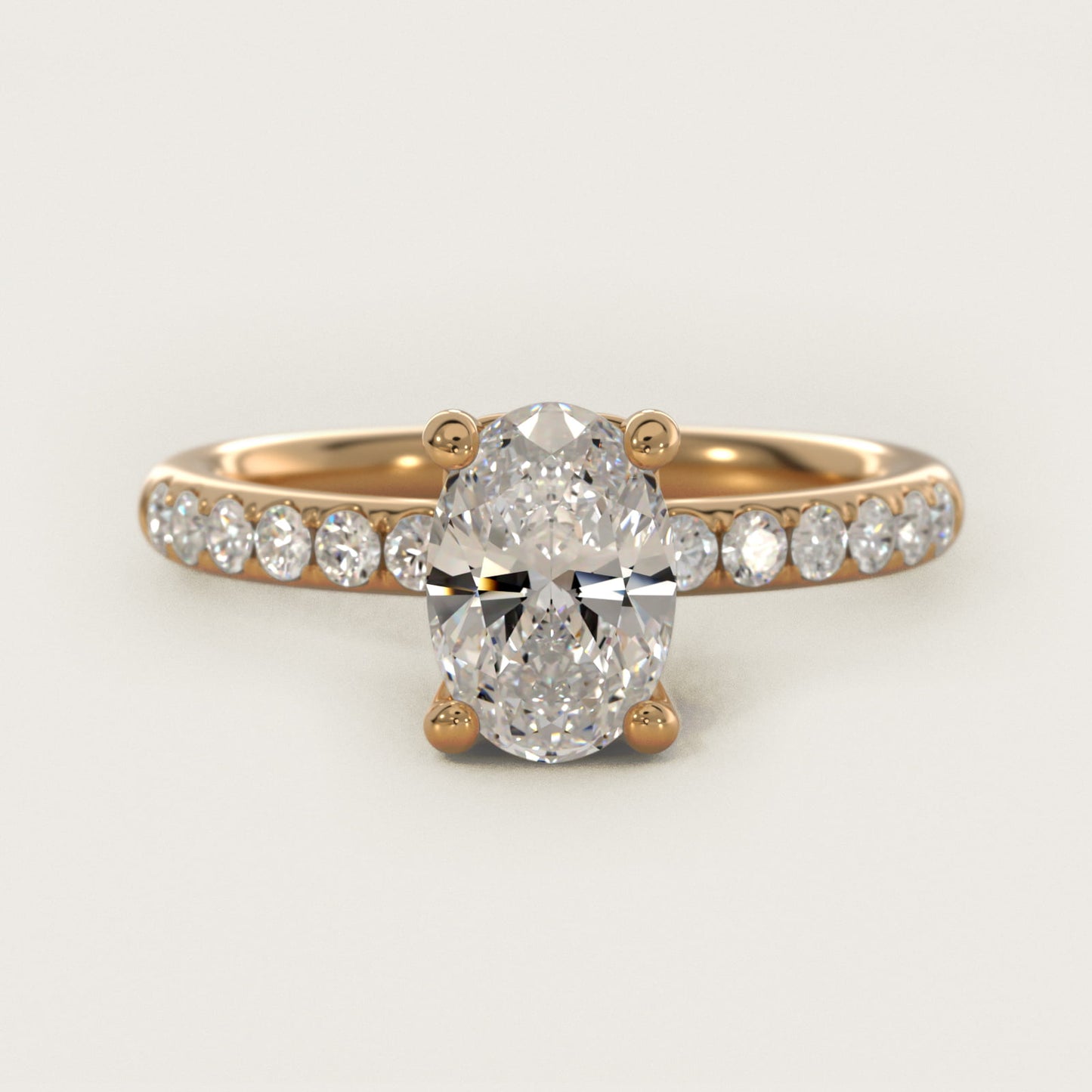 Mini MicropavŽ Diamond Engagement Ring in 14k Yellow Gold - Oval Center