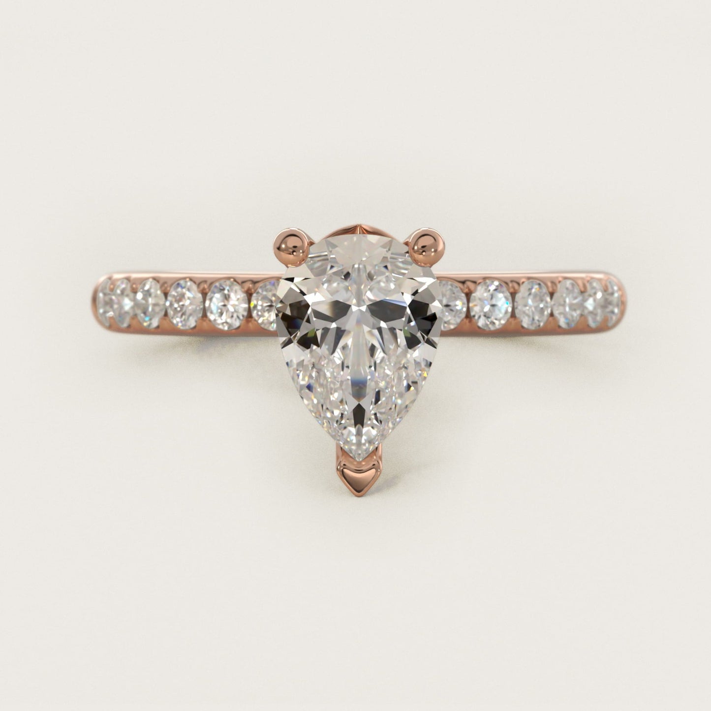 Mini Micropav? Diamond Engagement Ring in 18k Rose Gold - Pear Center