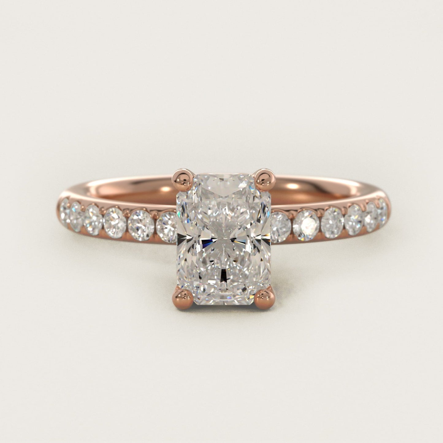 Mini Micropav? Diamond Engagement Ring in 18k Rose Gold - Radiant Center