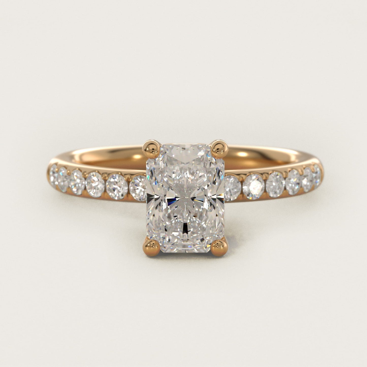 Mini MicropavŽ Diamond Engagement Ring in 14k Yellow Gold - Radiant Center