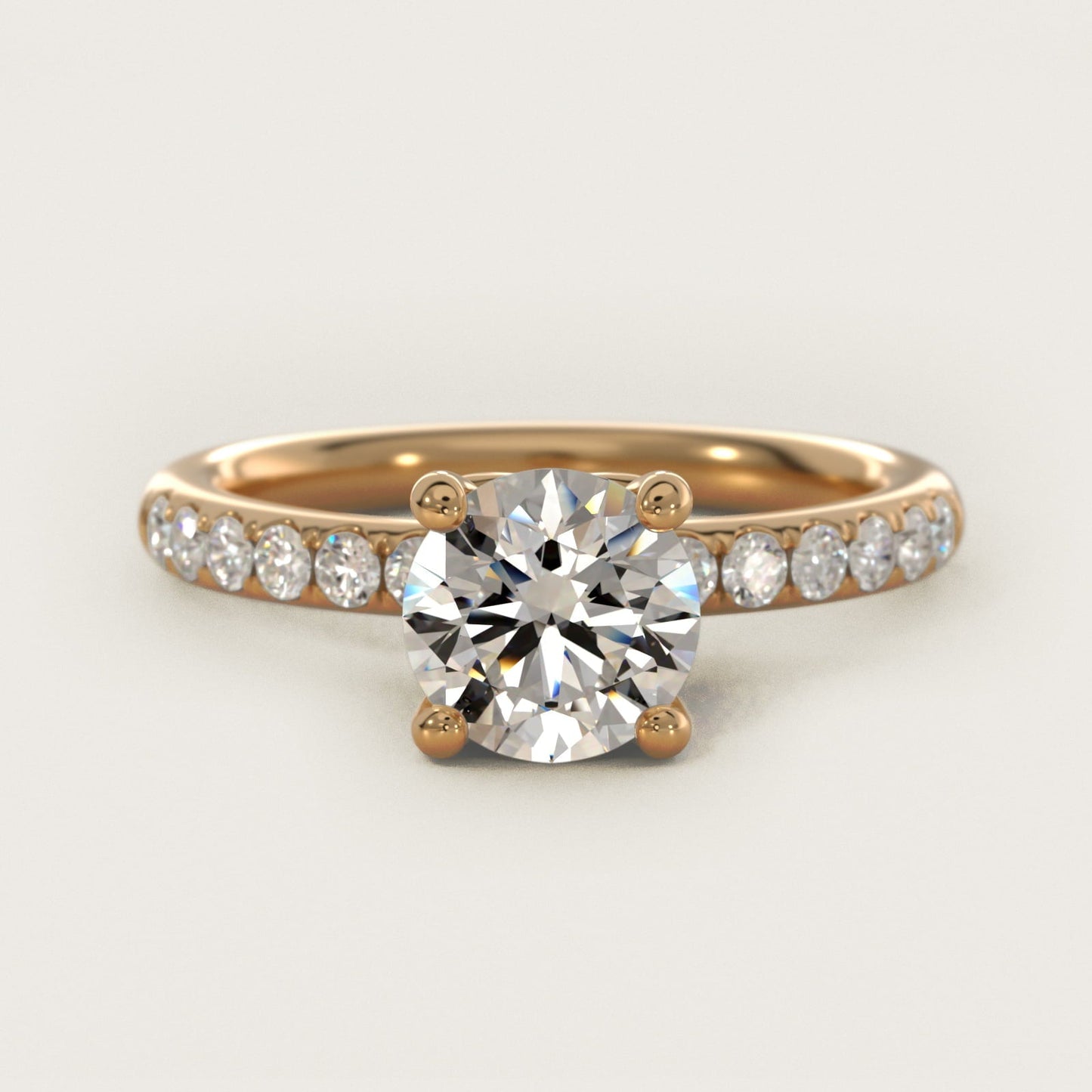 Mini Micropav? Diamond Engagement Ring in 18k Yellow Gold - Round Center