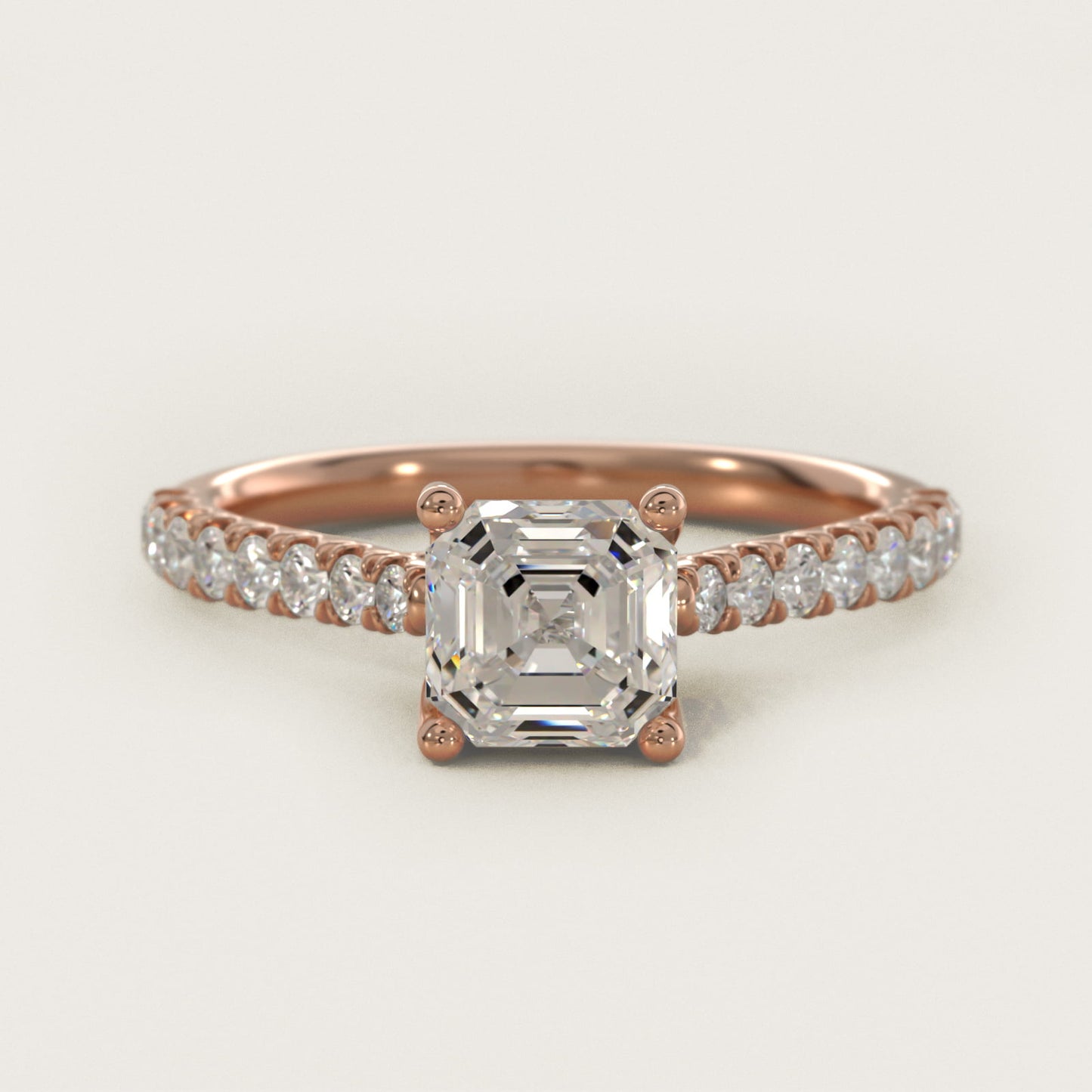 Modern Trellis Diamond Engagement Ring in 14K Rose Gold - Asscher Center