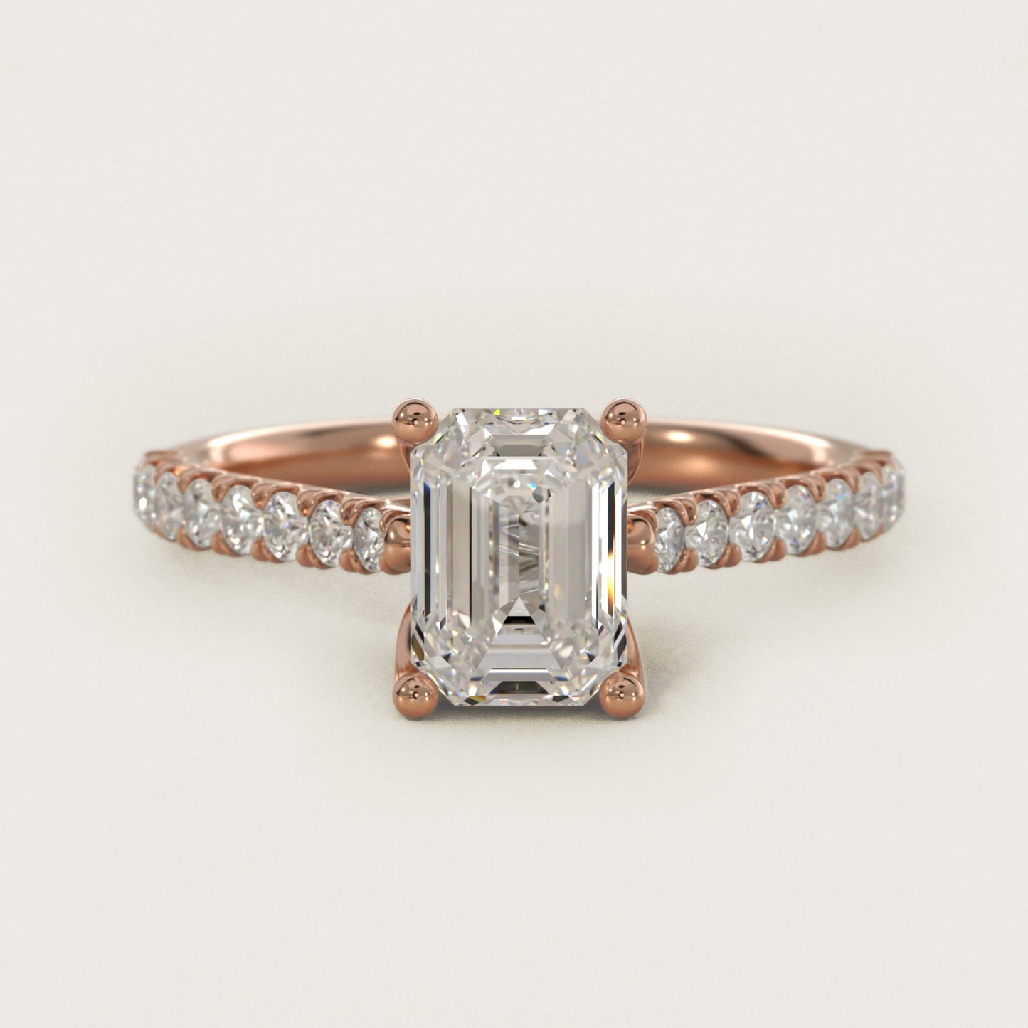 Modern Trellis Diamond Engagement Ring in 14K Rose Gold - Emerald Center