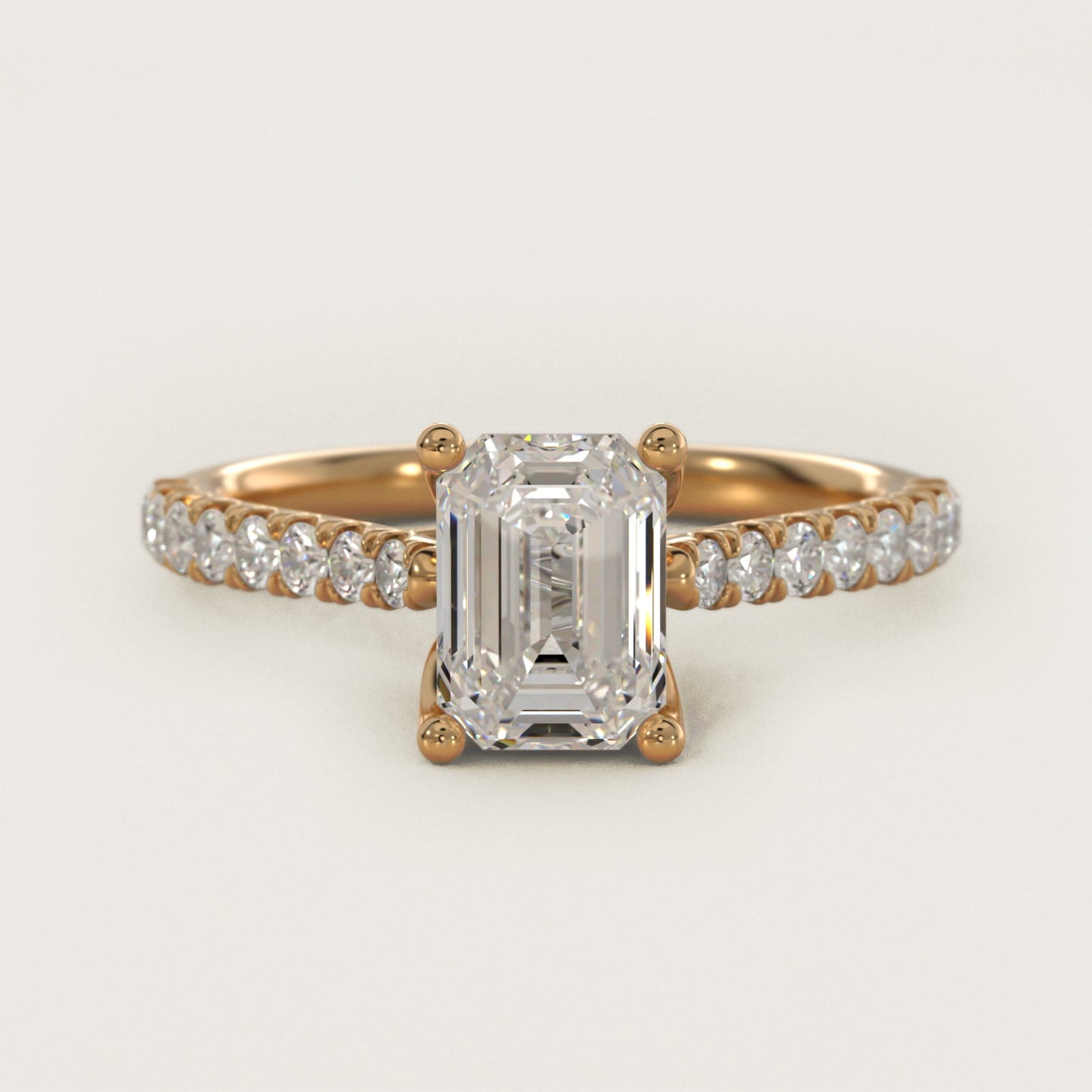 Modern Trellis Diamond Engagement Ring in 14k Yellow Gold - Emerald Center