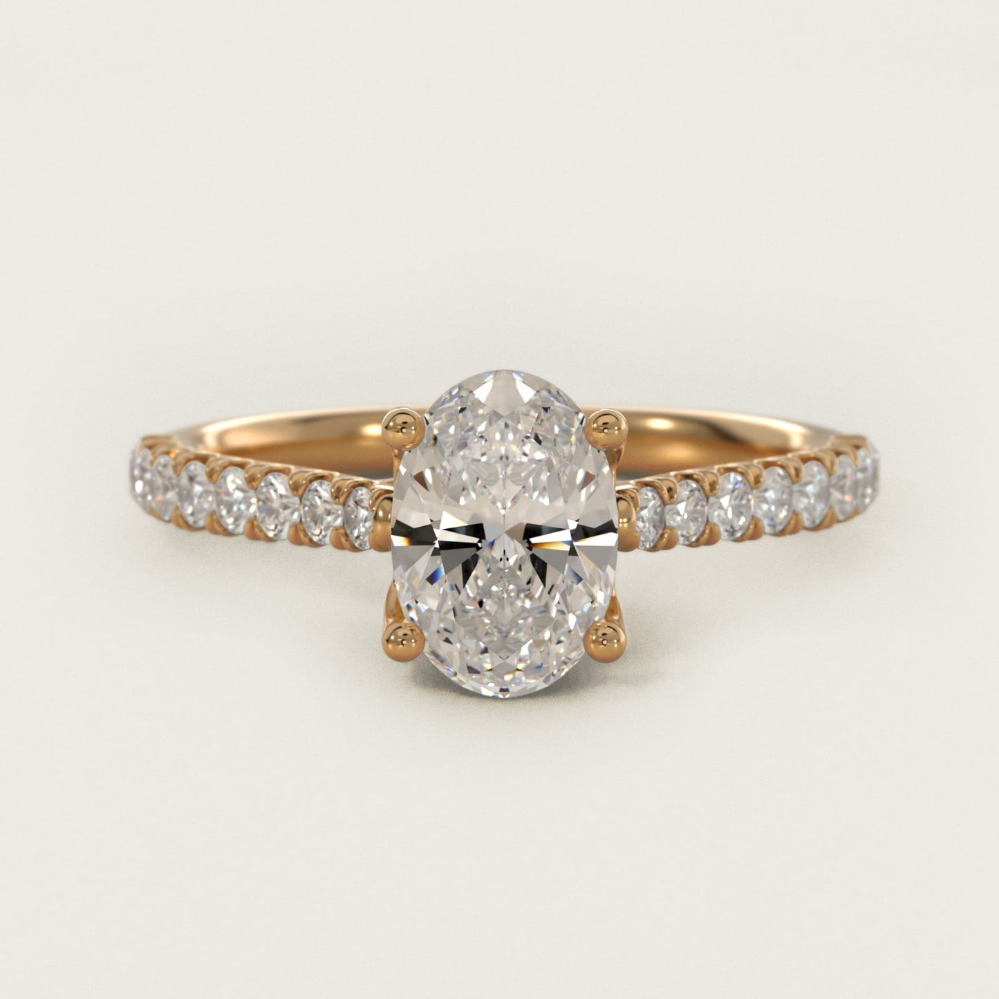 Modern Trellis Diamond Engagement Ring in 18k Yellow Gold - Oval Center