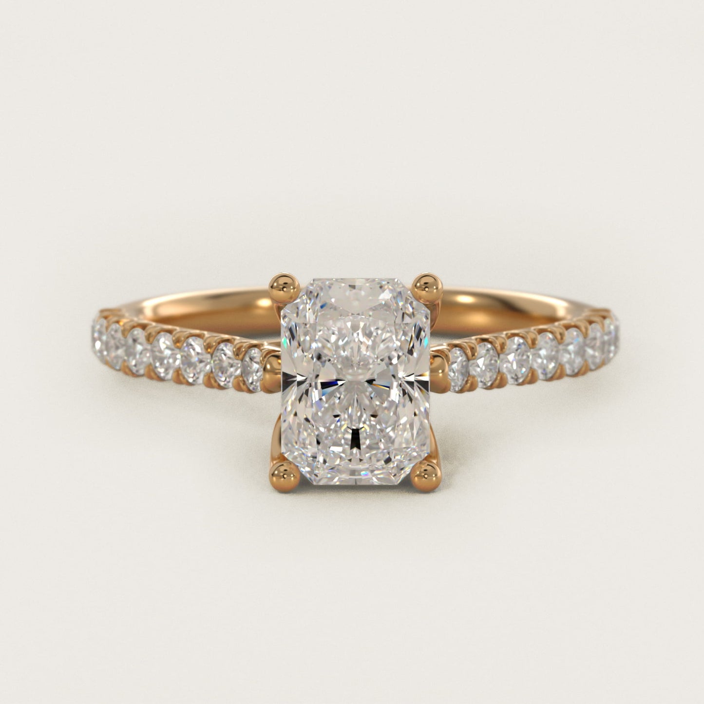 Modern Trellis Diamond Engagement Ring in 18k Yellow Gold - Radiant Center