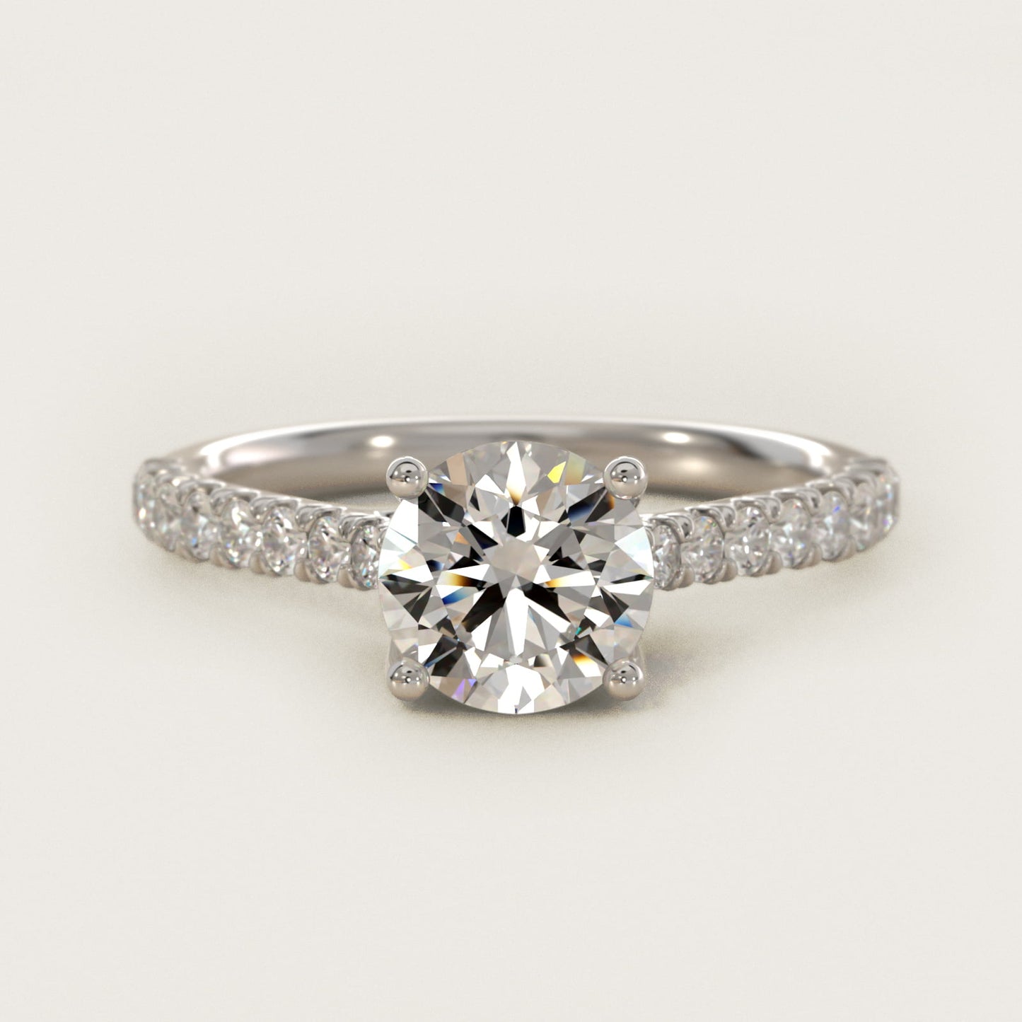 Modern Trellis Diamond Engagement Ring in 14k White Gold - Round Center