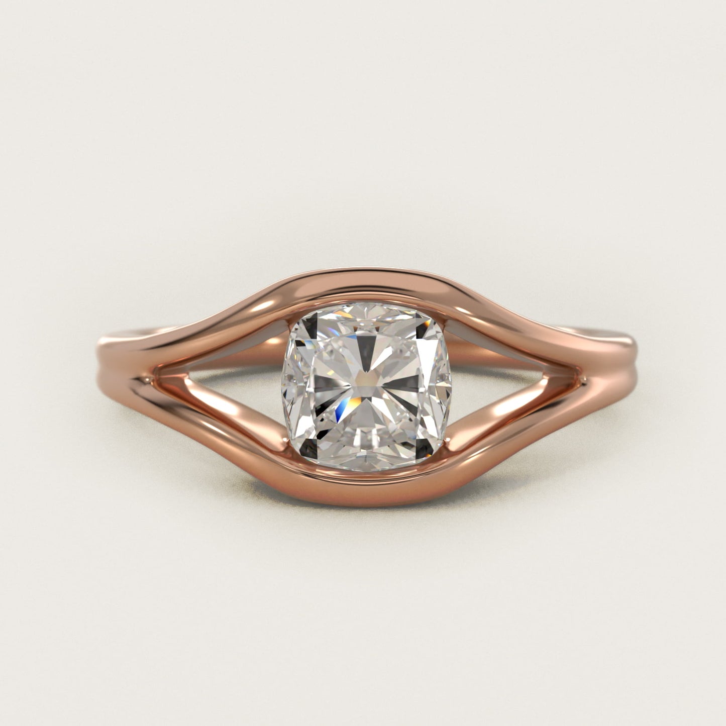 Oculus Solitaire Engagement Ring In 14K Rose Gold By James Allen - Cushion Center