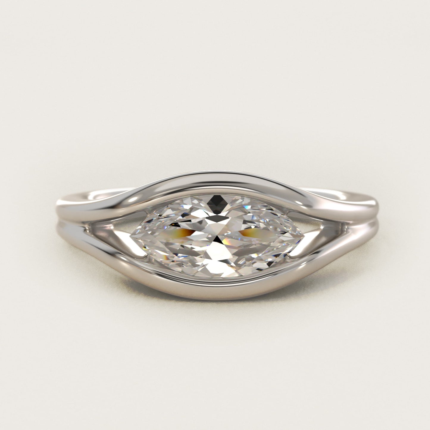 Oculus Solitaire Engagement Ring In 14K White Gold By James Allen - Marquise Center