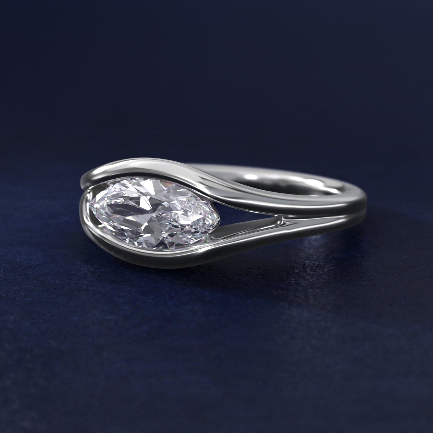 Oculus Solitaire Engagement Ring In Platinum By James Allen - Marquise Center