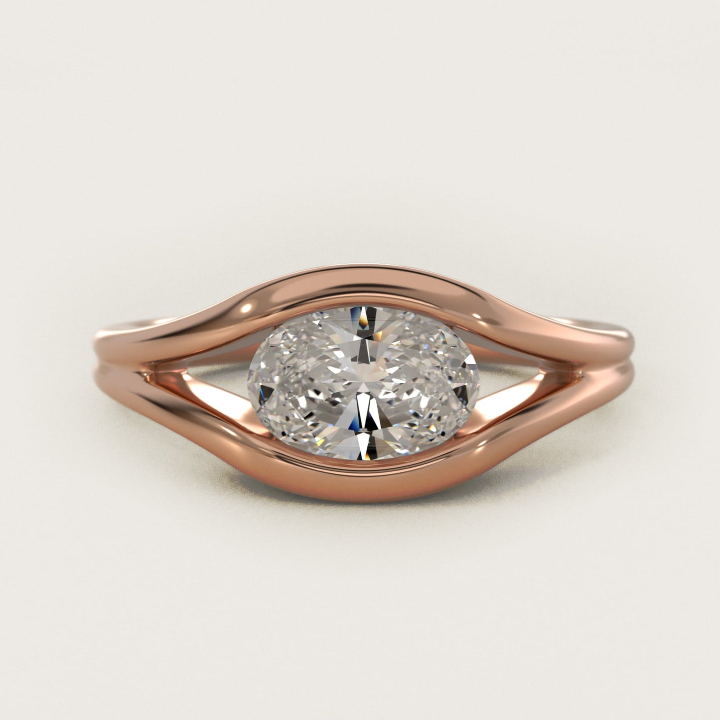 Oculus Solitaire Engagement Ring In 14K Rose Gold By James Allen - Oval Center
