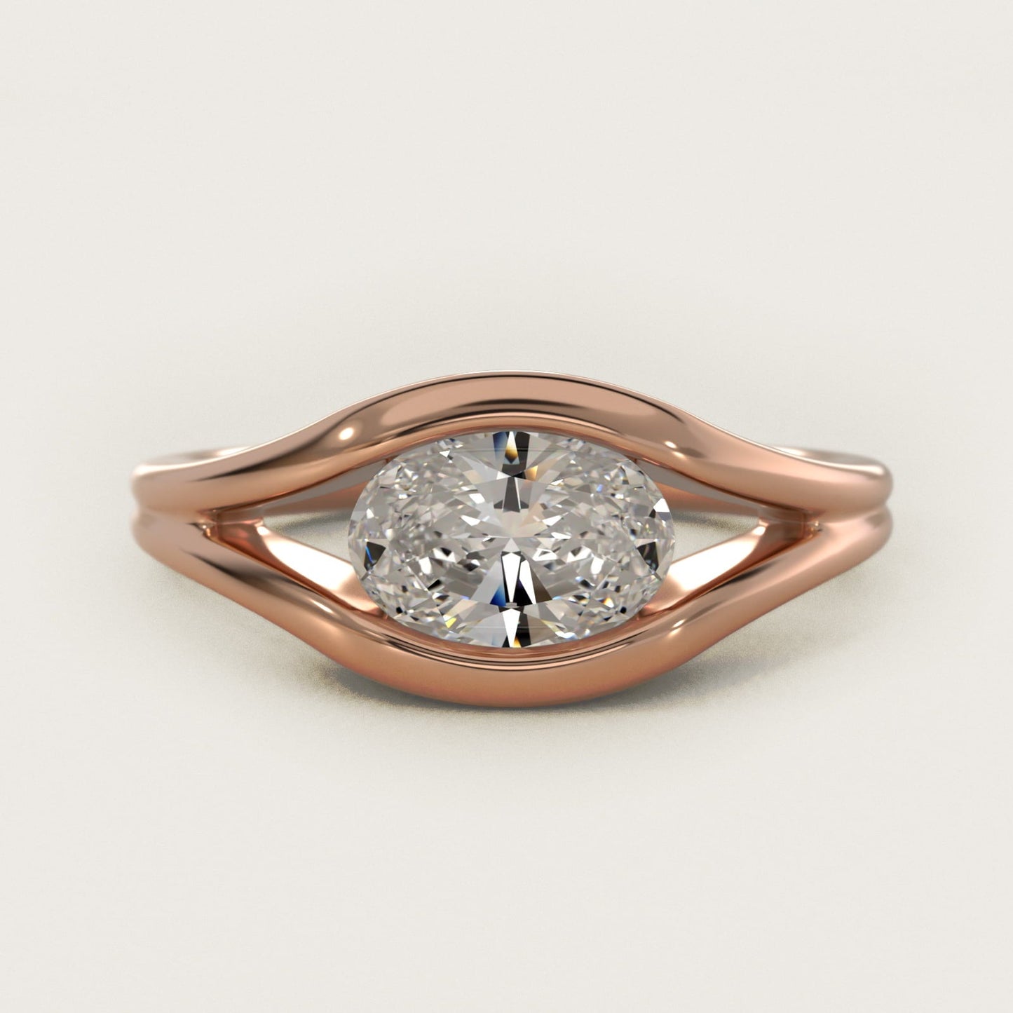Oculus Solitaire Engagement Ring In 18k Rose Gold By James Allen - Oval Center