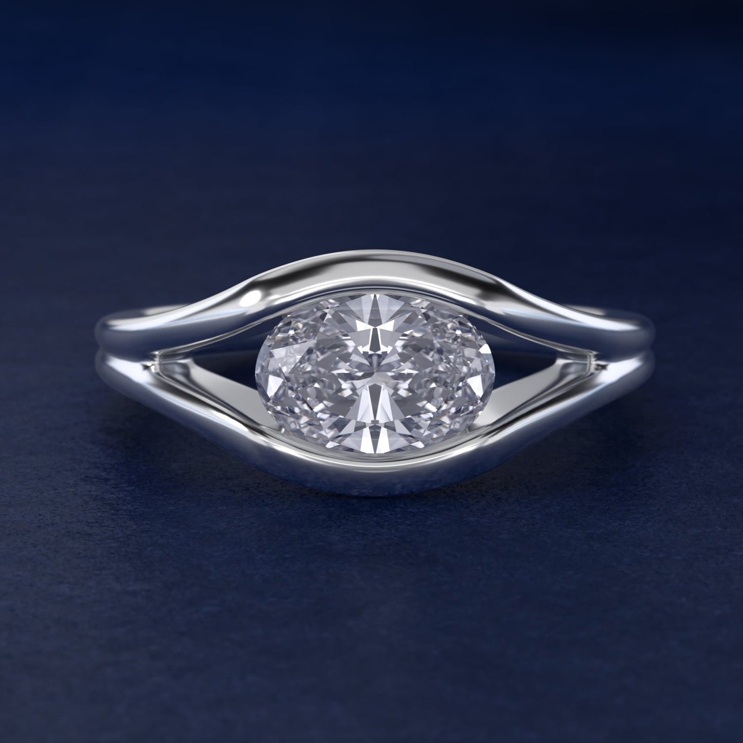 Oculus Solitaire Engagement Ring In 18k White Gold By James Allen - Oval Center
