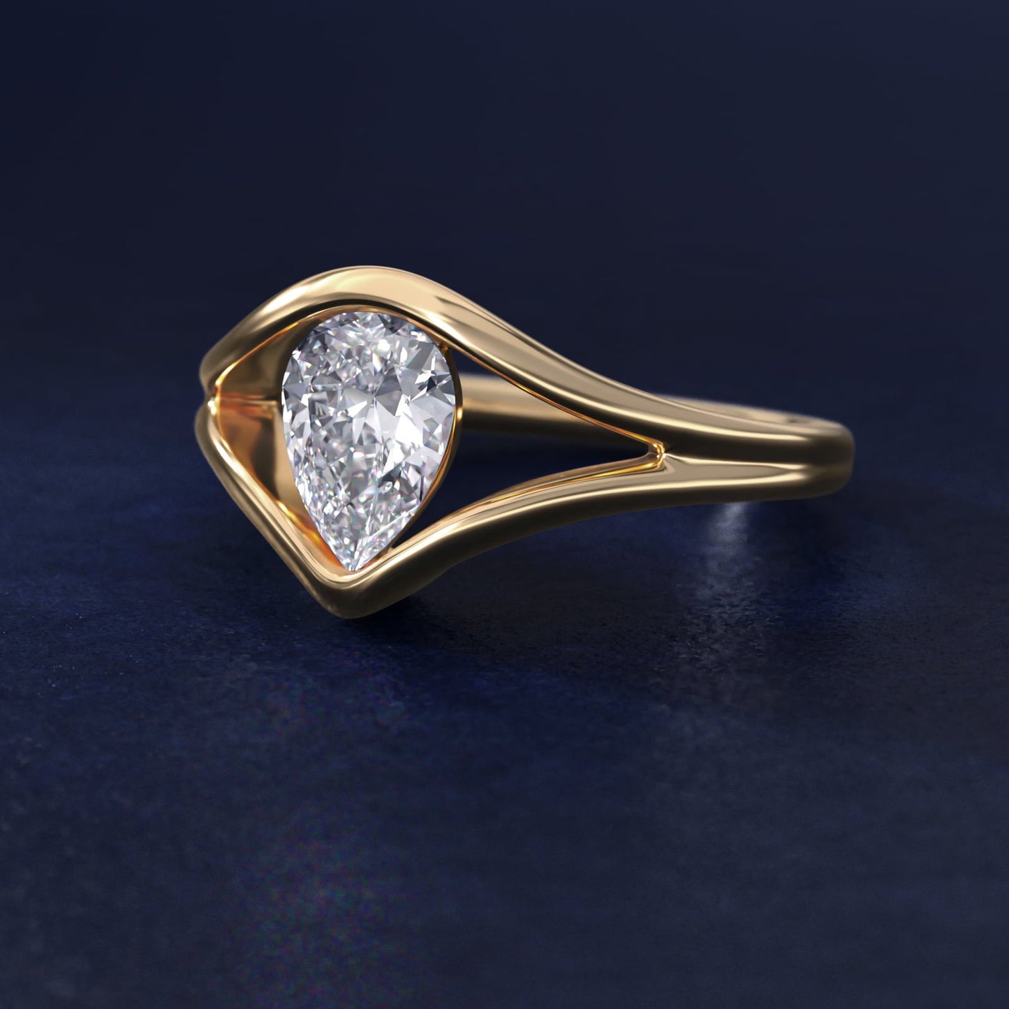 Oculus Solitaire Engagement Ring In 18k Yellow Gold By James Allen - Pear Center