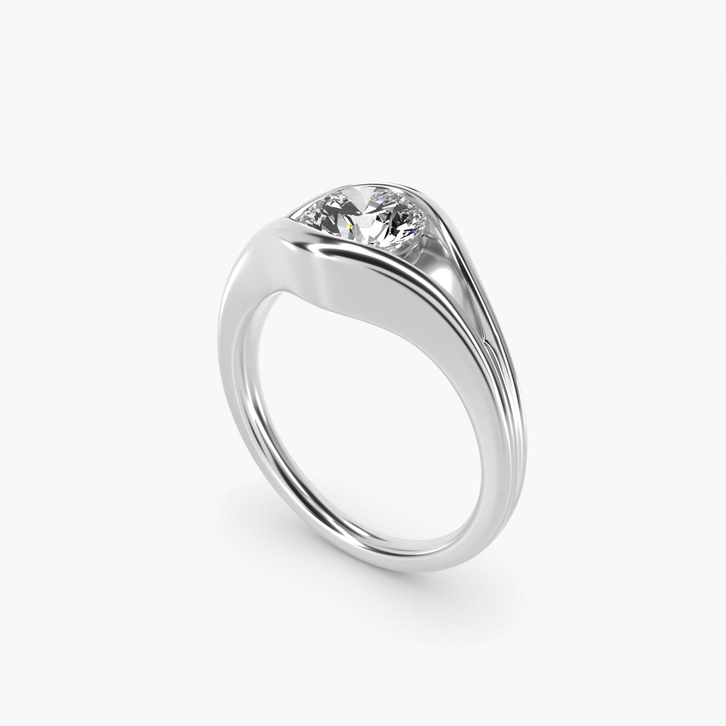 Oculus Solitaire Engagement Ring In 18k White Gold By James Allen - Round Center