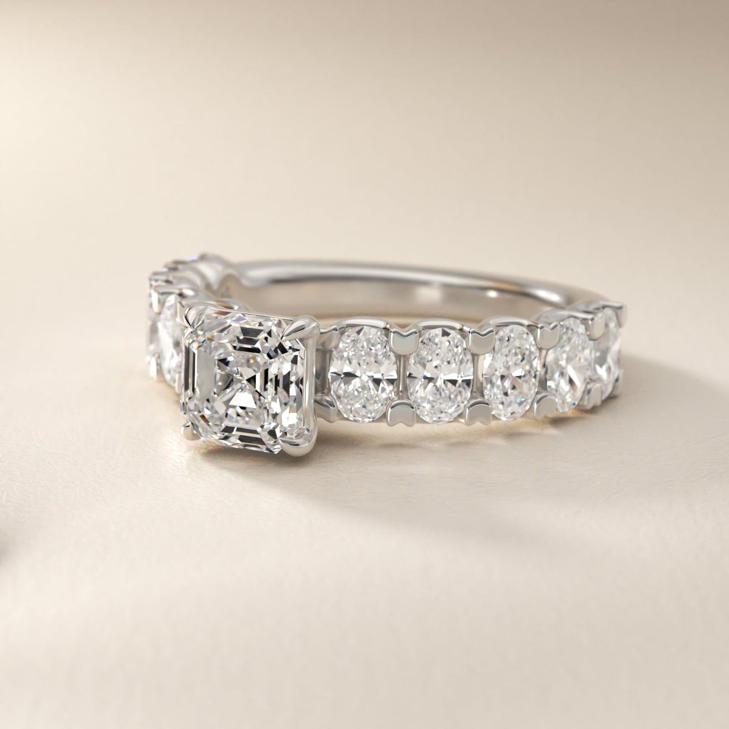 Oval-Cut Diamond Engagement Ring in 18k White Gold - Asscher Center