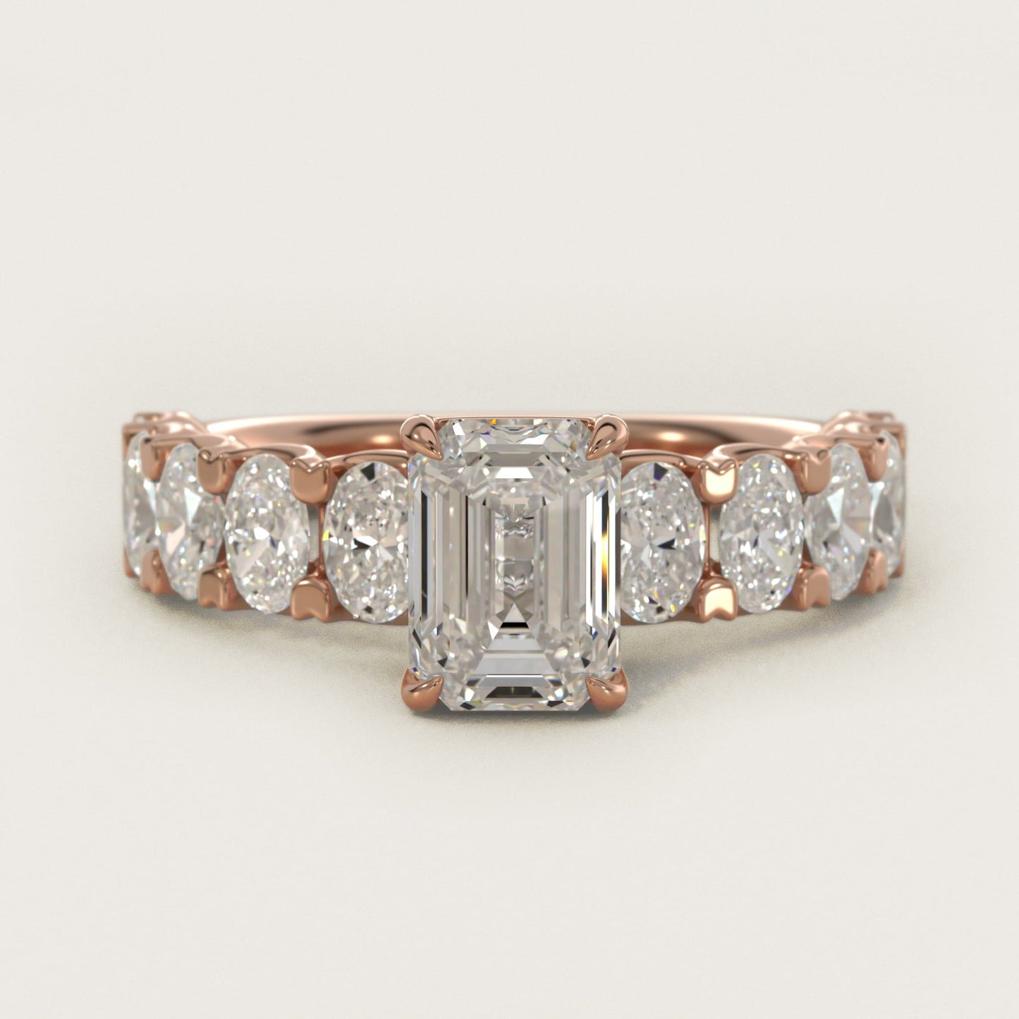 Oval-Cut Diamond Engagement Ring in 18k Rose Gold - Emerald Center