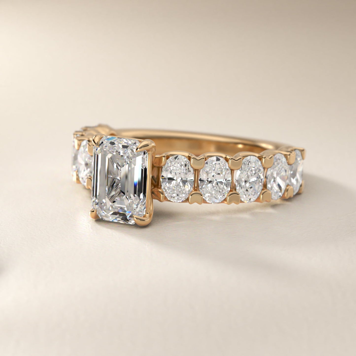 Oval-Cut Diamond Engagement Ring in 14k Yellow Gold - Emerald Center