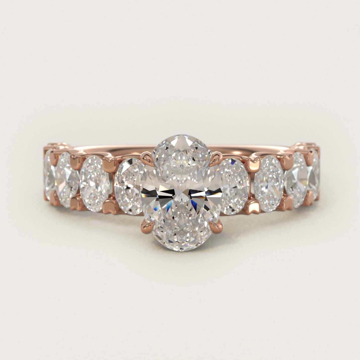 Oval-Cut Diamond Engagement Ring in 14k Rose Gold - Oval Center