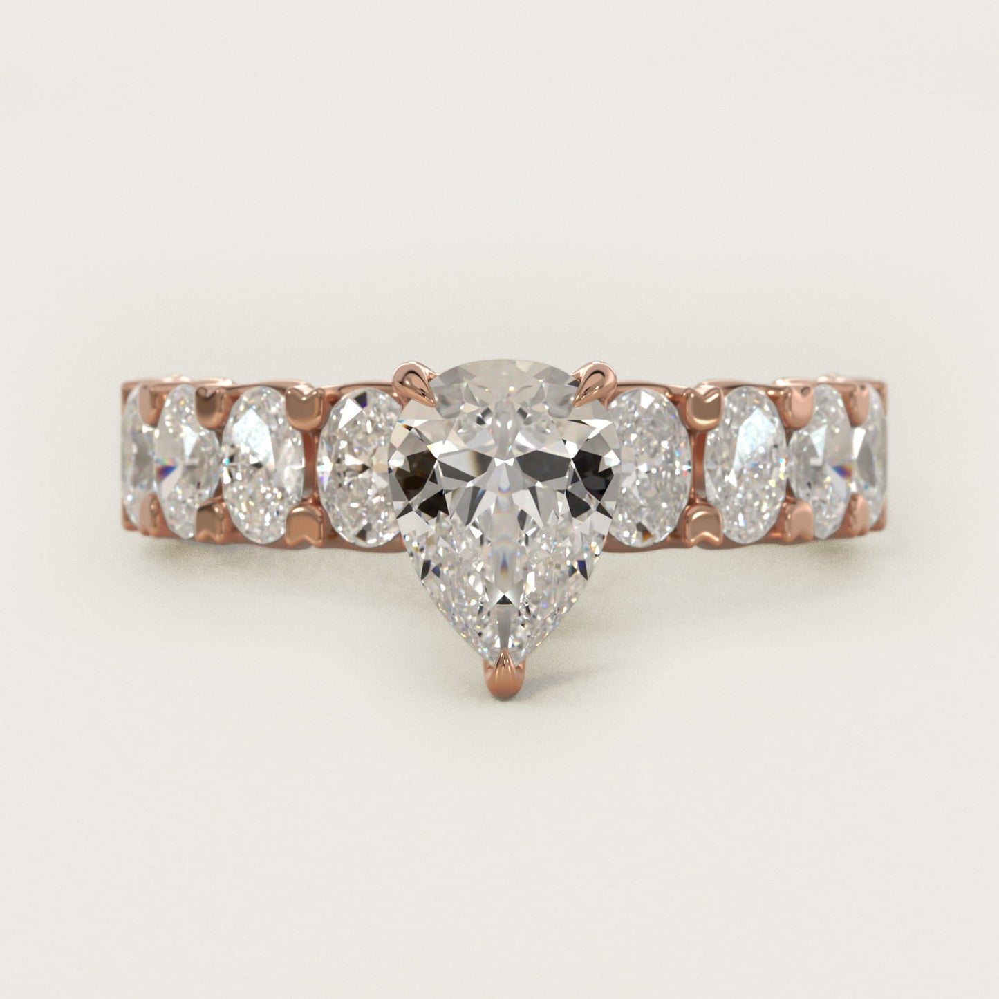 Oval-Cut Diamond Engagement Ring in 14k Rose Gold - Pear Center