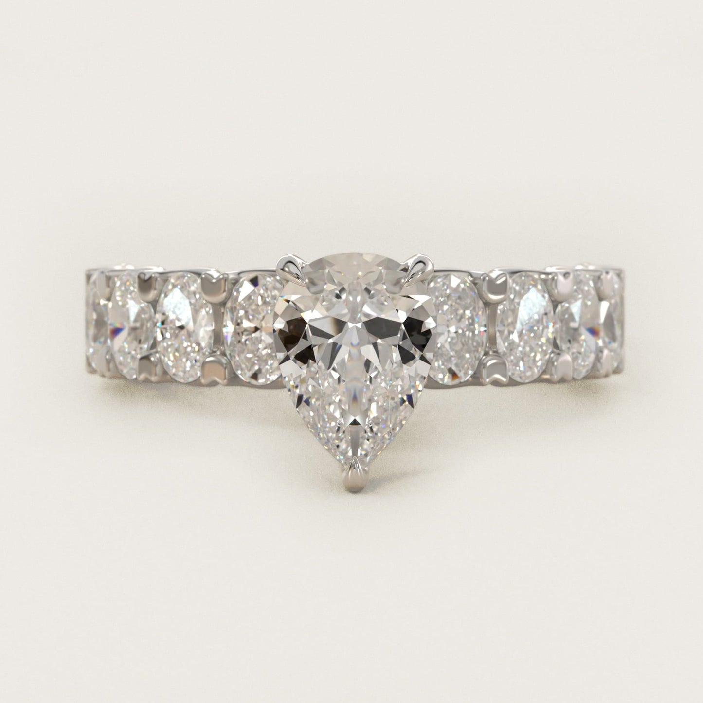 Oval-Cut Diamond Engagement Ring in Platinum - Pear Center