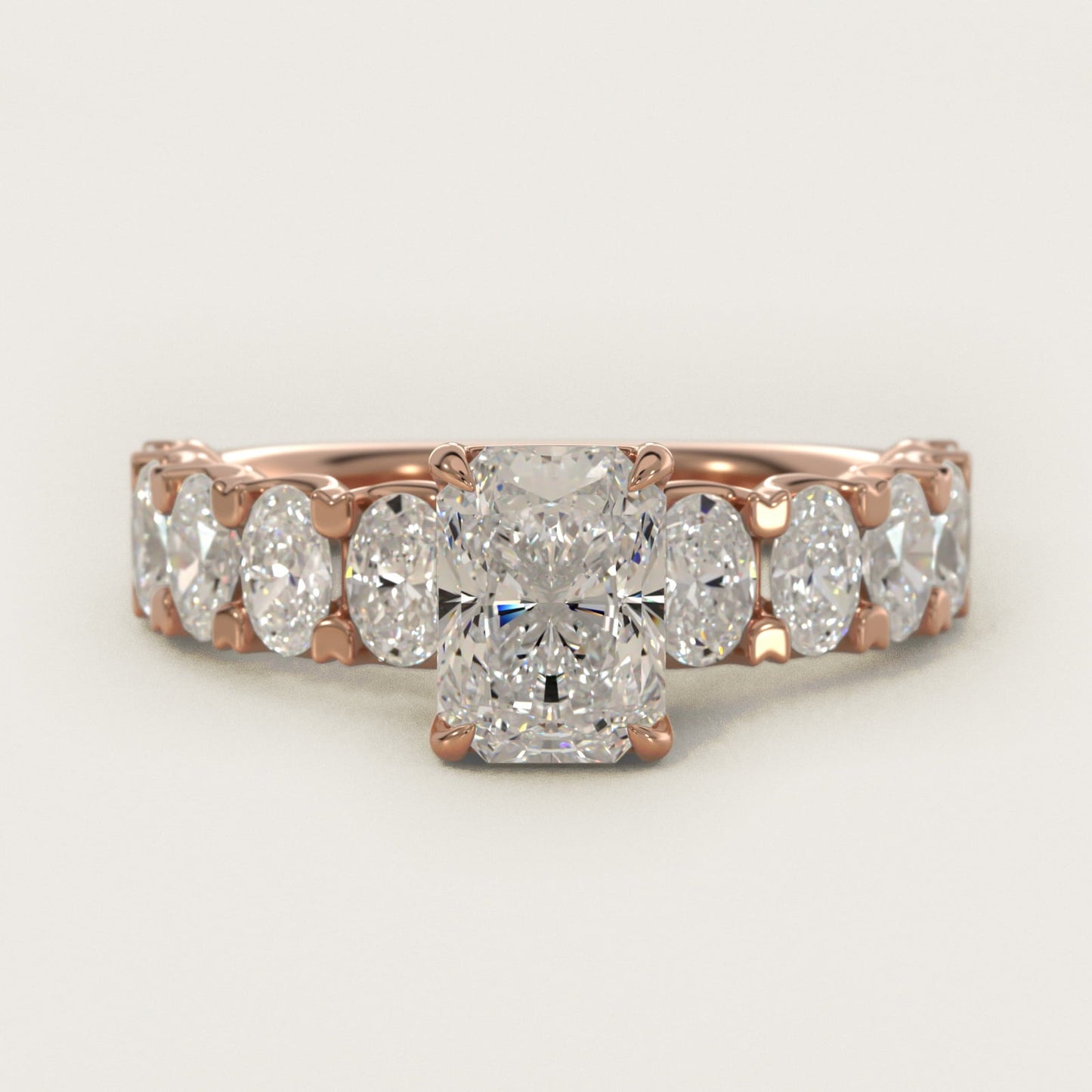 Oval-Cut Diamond Engagement Ring in 18k Rose Gold - Radiant Center