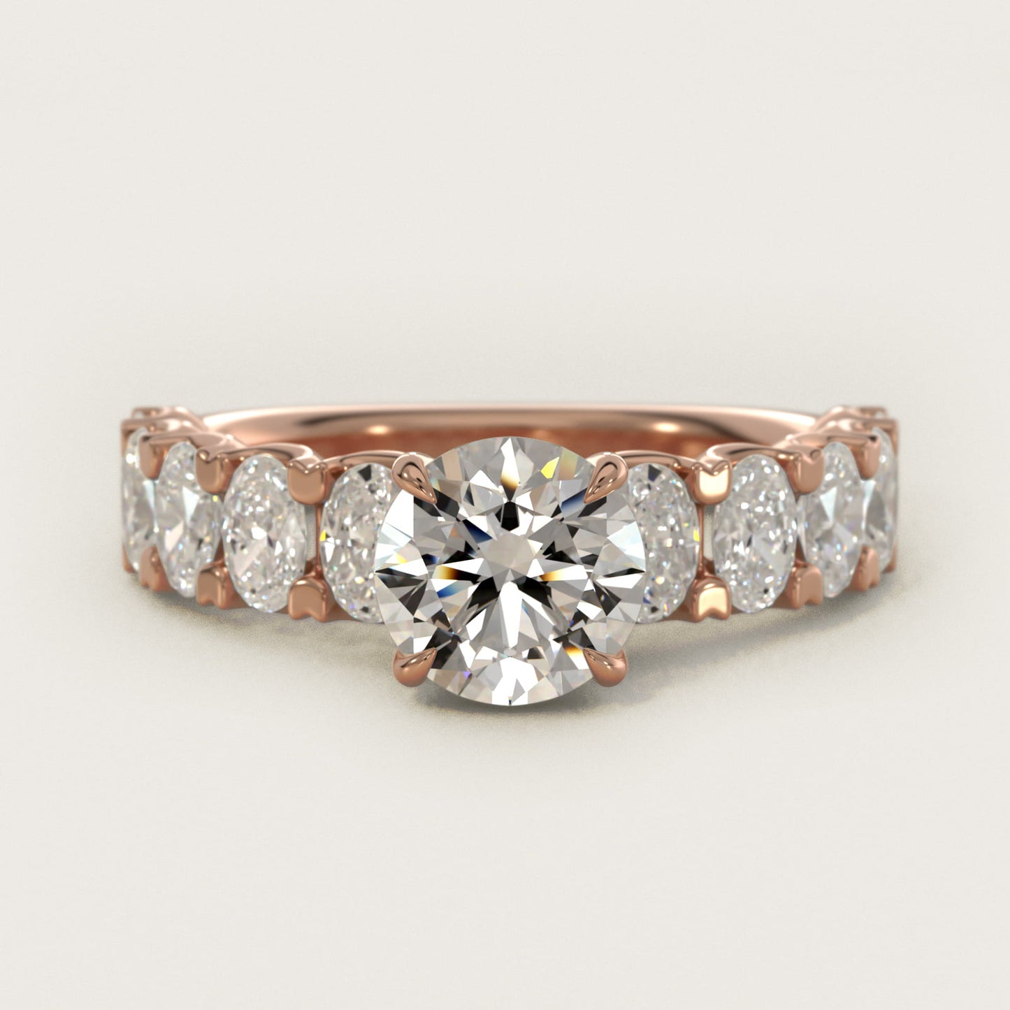 Oval-Cut Diamond Engagement Ring in 14k Rose Gold - Round Center