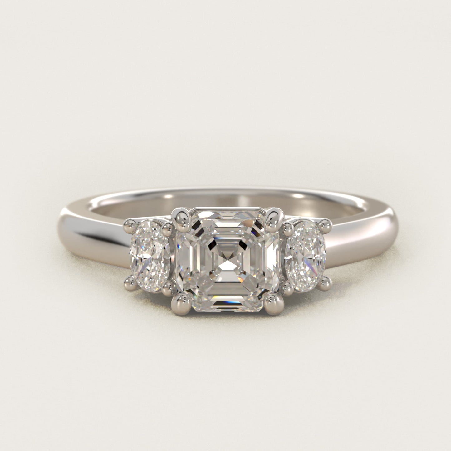 Oval Three-Stone Diamond Engagement Ring in Platinum (1/3 ct. tw.) - Asscher Center