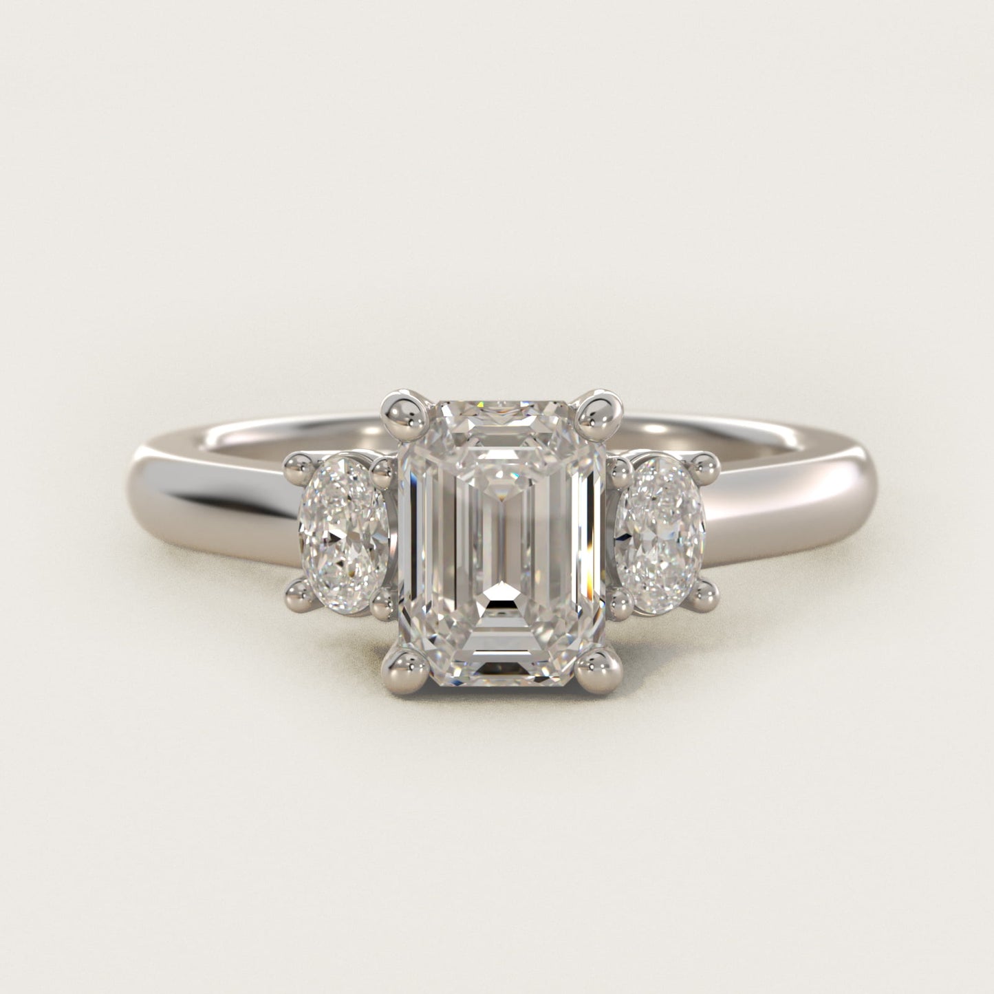 Oval Three-Stone Diamond Engagement Ring in Platinum (1/3 ct. tw.) - Emerald Center