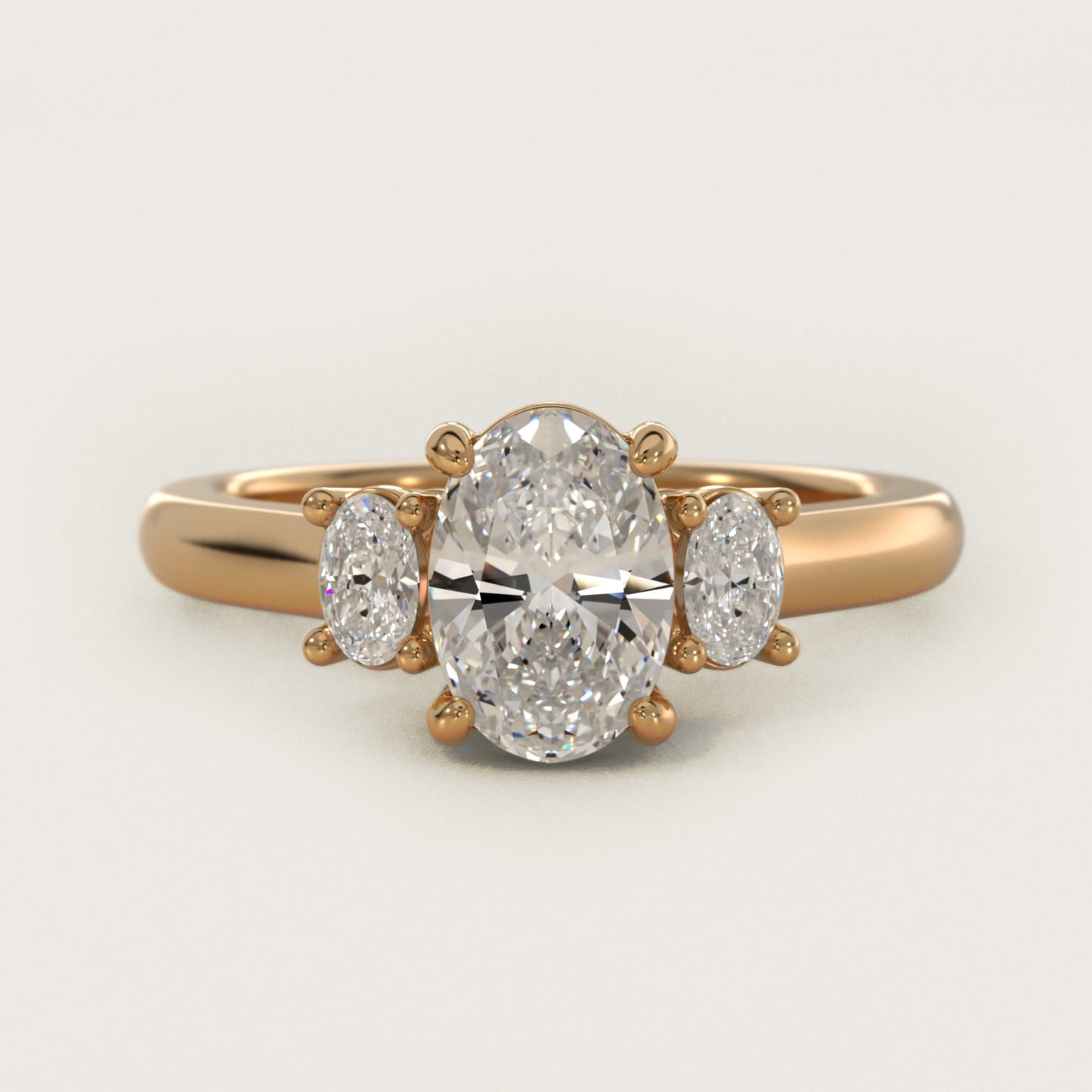 Oval Three-Stone Diamond Engagement Ring in 18k Yellow Gold (1/3 ct. tw.) - Oval Center