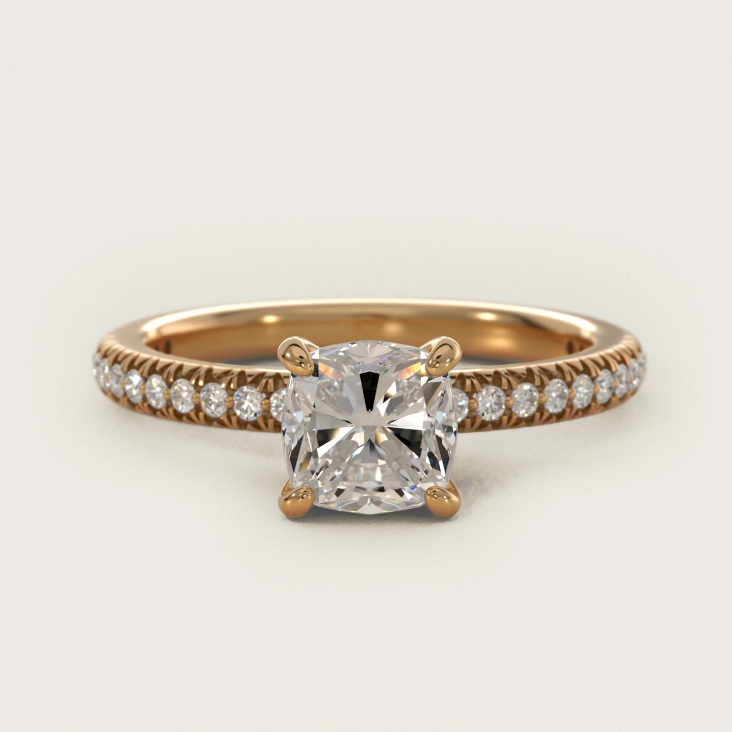 PavŽ Contour Diamond Engagement Ring In 14K Yellow Gold By James Allen - Cushion Center