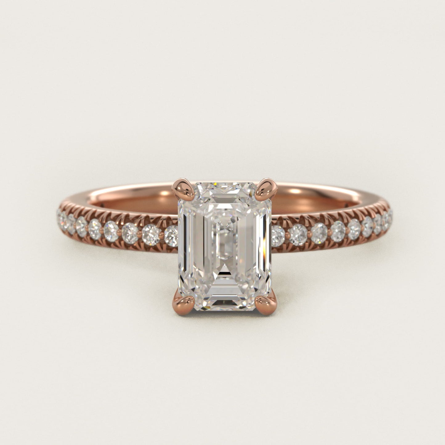 PavŽ Contour Diamond Engagement Ring In 14K Rose Gold By James Allen - Emerald Center