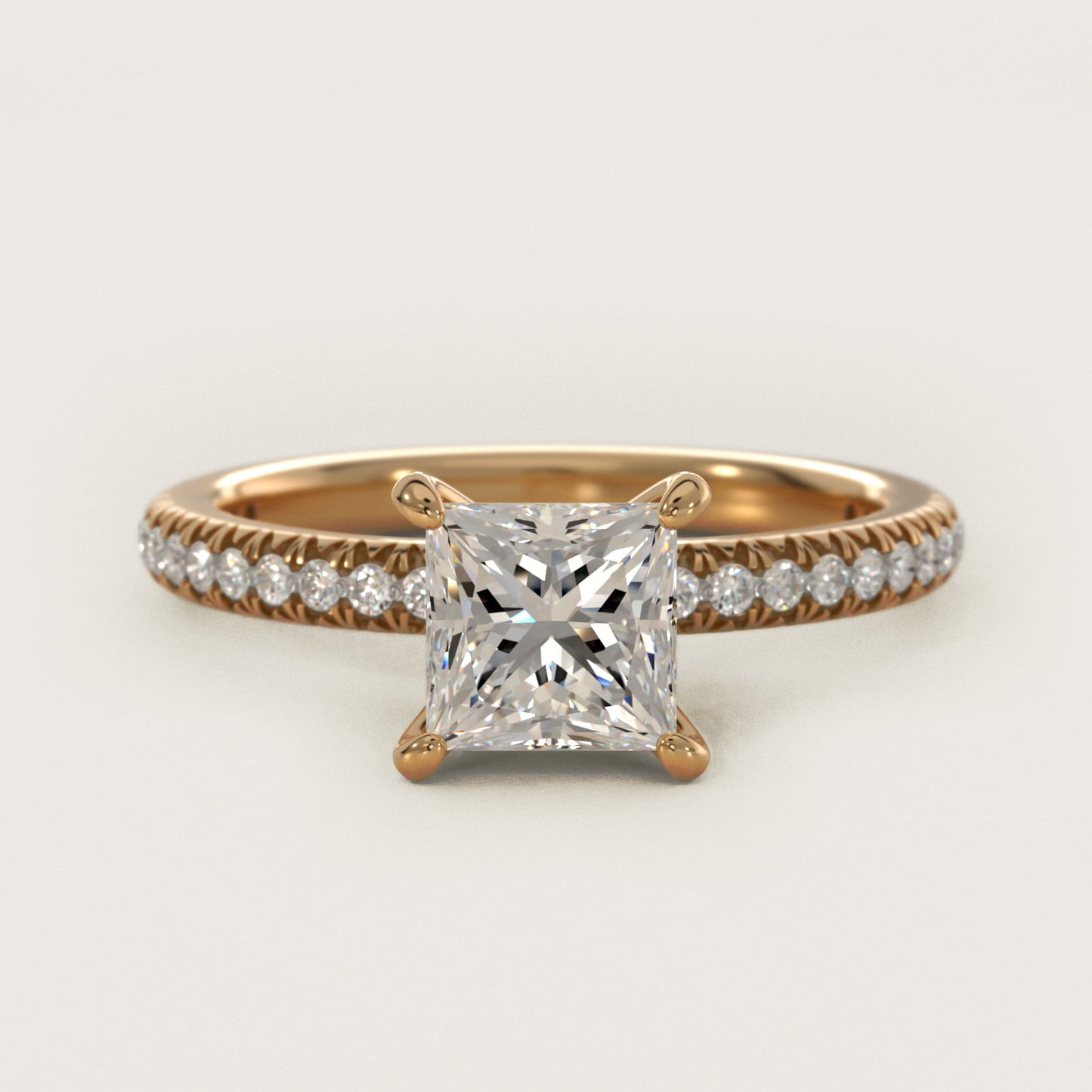 Pav? Contour Diamond Engagement Ring In 18k Yellow Gold By James Allen - Princess Center