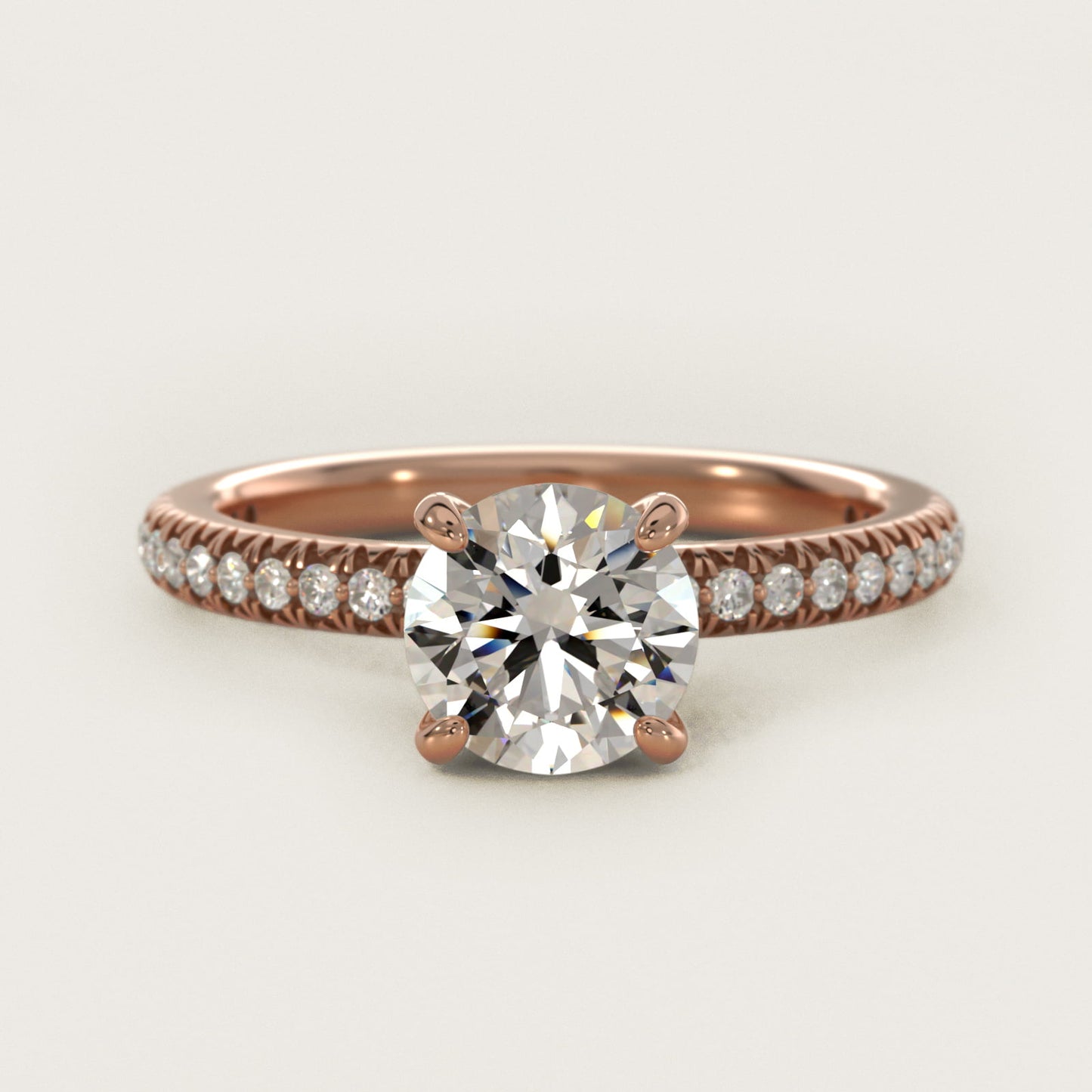 Pav? Contour Diamond Engagement Ring In 18k Rose Gold By James Allen - Round Center