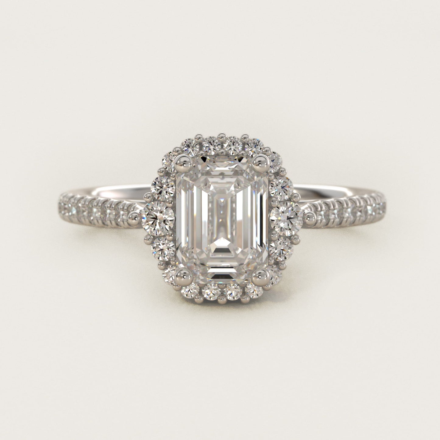 PavŽ Diamond Halo Cathedral Engagement Ring In 14K White Gold By James Allen - Emerald Center