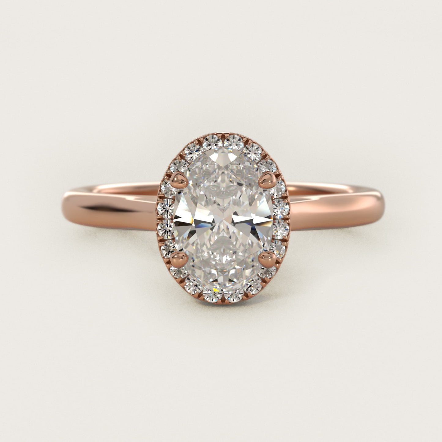 PavŽ Diamond Halo Engagement Ring In 14K Rose Gold (Oval) By James Allen - Oval Center
