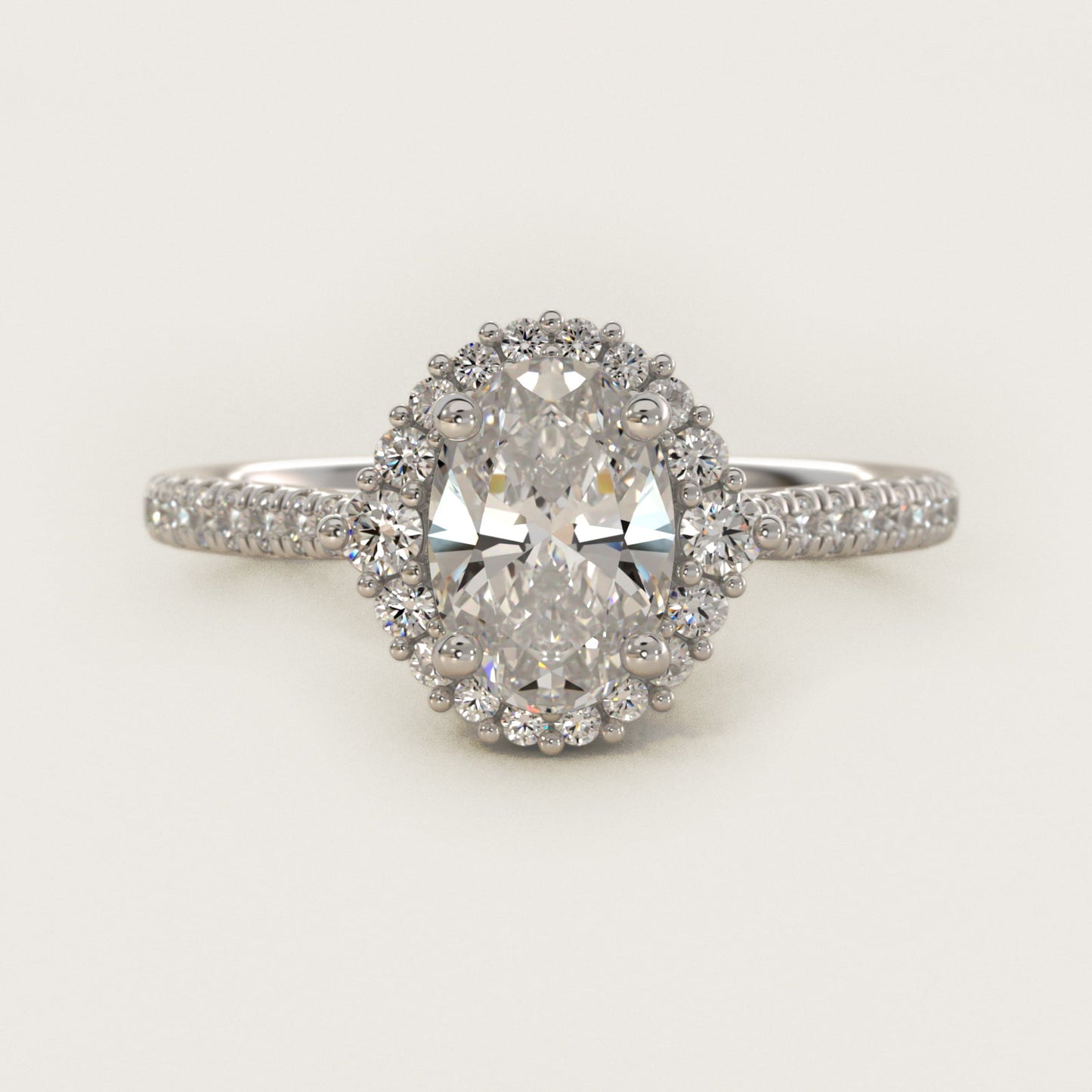 PavŽ Diamond Halo Cathedral Engagement Ring In Platinum By James Allen - Oval Center