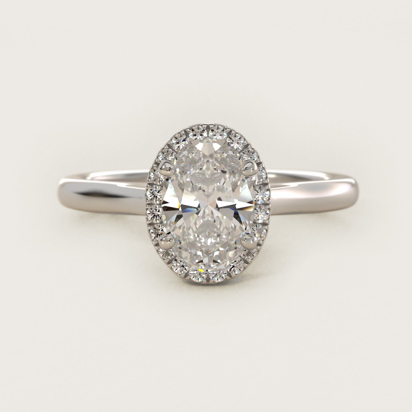 PavŽ Diamond Halo Engagement Ring In Platinum (Oval) By James Allen - Oval Center