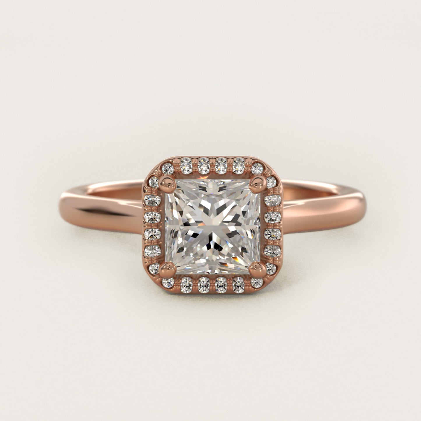 PavŽ Diamond Halo Engagement Ring In 14K Rose Gold By James Allen - Princess Center